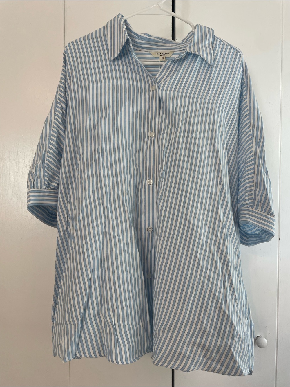 Nordstrom Oversized Blue & White Striped Button-Down NWT